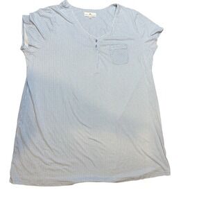 Karen Neuburger Women's 2X Blue Gingham‎ Knit Short Sleeve Nightgown Sleep Shirt